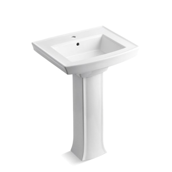 Kohler® 2359-1-0 Archer® Bathroom Sink Basin With Overflow Drain, Rectangular Shape, 23-15/16 in W x 20-7/16 in D x 35-1/4 in H, Wall Mount, Vitreous China, White