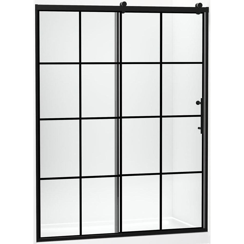Kohler® 702256-10G79-BL 702256-10G79 Rely® Door, Frameless Frame, Crystal Clear Tempered Glass, Matte Black, 3/8 in THK Glass, 73-7/8 in H Opening, 56-5/8 to 59-5/8 in W Opening
