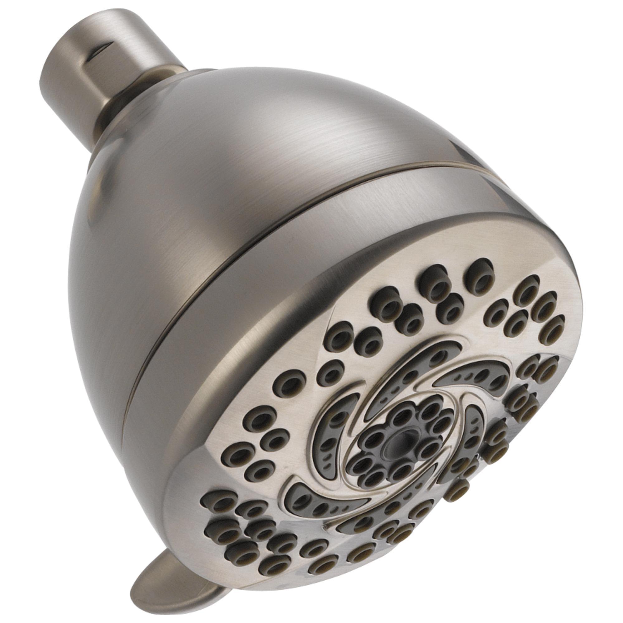 DELTA® 52636-SS-PK Universal Premium Shower Head, 2 gpm Min, 5 Sprays, Wall Mount, 3-1/2 x 4-11/32 in Head, Import