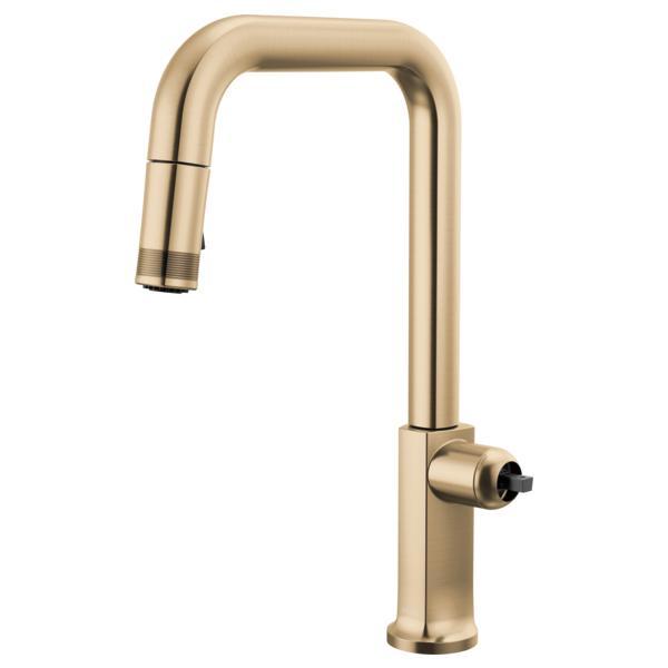 Brizo® 63007LF-GLLHP-L Kintsu® Single Handle Faucet with Square Spout, 1.8 gpm Flow Rate, Luxe Gold, 1 Faucet Holes