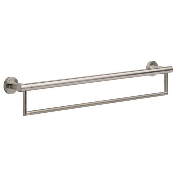 DELTA® 41519-SS Decor Assist™ Contemporary Towel Bar With Assist Bar, 24 in L Bar, 3 in OAD x 4-1/4 in OAH, Metal, Stainless Steel, Import