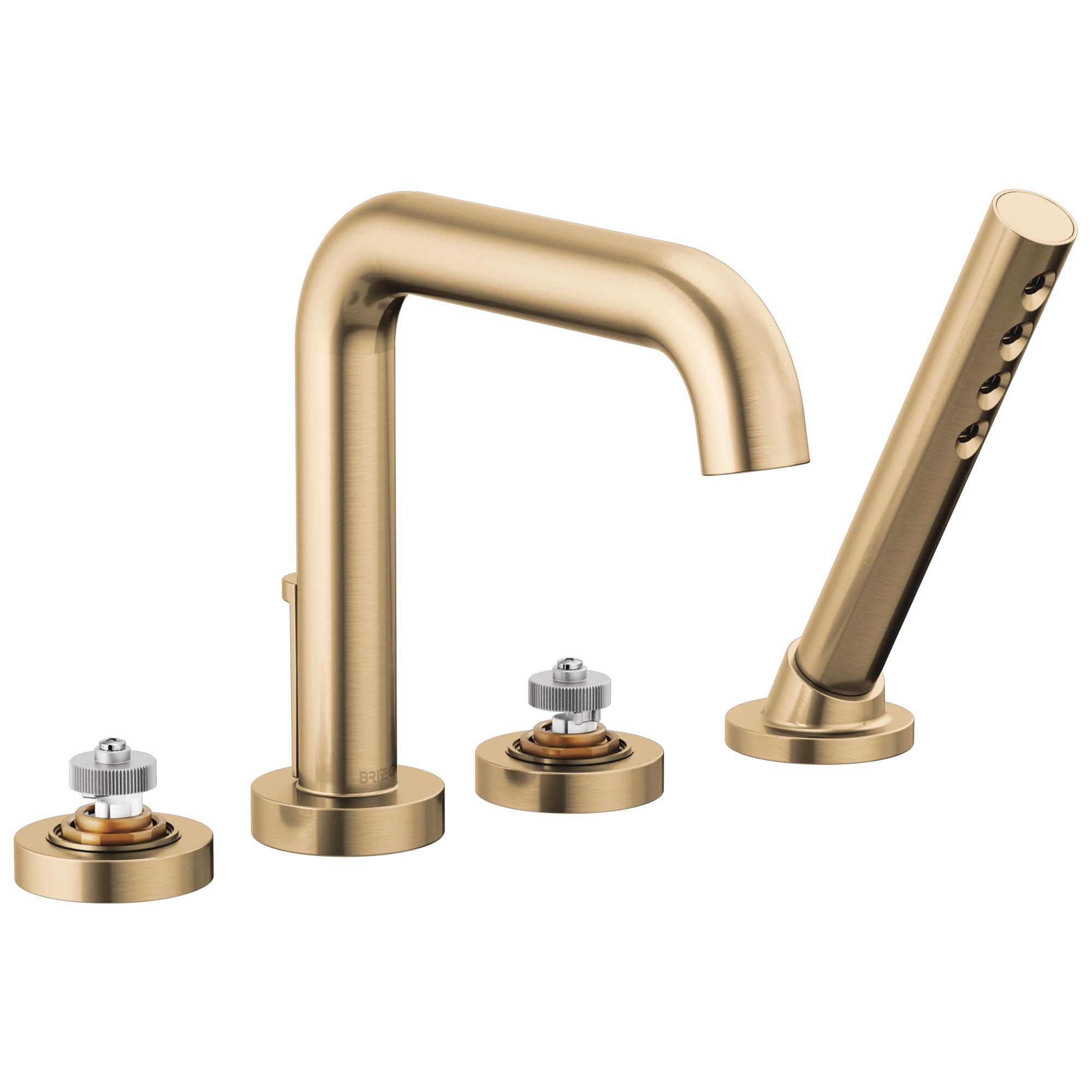 Brizo® T67435-GLLHP Roman Tub Trim, Litze™, 2 gpm Flow Rate, 9 to 16 in Center, Luxe Gold, 2 Handles, Function: Traditional, Domestic