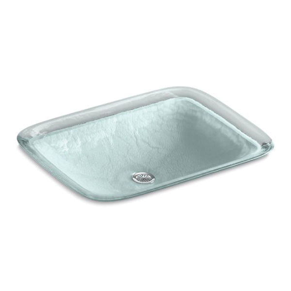 Kohler® 2773-G2-B11 Inia® Wading Pool® Bathroom Vessel Sink, Rectangular Shape, 20-5/8 in W x 14-15/16 in D x 4-11/16 in H, Above-Counter/Wall Mount, Glass, Opaque Dew