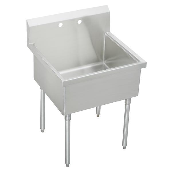 Just Manufacturing SB136-2-J Scullery Sink, 44 in H x 27-1/2 in W x 39 in L, Floor Mounting, 304 Stainless Steel, 1 Bowls, 8 in Faucet Hole Spacing, 8 in Backsplash