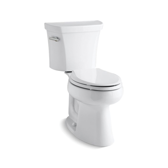 Kohler® 3999-0 2-Piece Toilet, Highline® Comfort Height®, Elongated Bowl, 16-1/2 in H Rim, 12 in Rough-In, 1.28 gpf, White