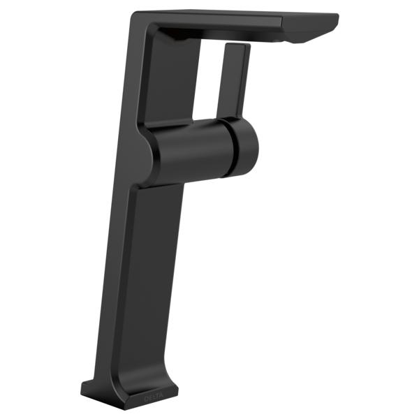 DELTA® 799-BL-DST Pivotal™ Vessel Bathroom Faucet, 4-1/4 in Spout, 10-1/4 in H Spout, Matte Black, 1 Handles