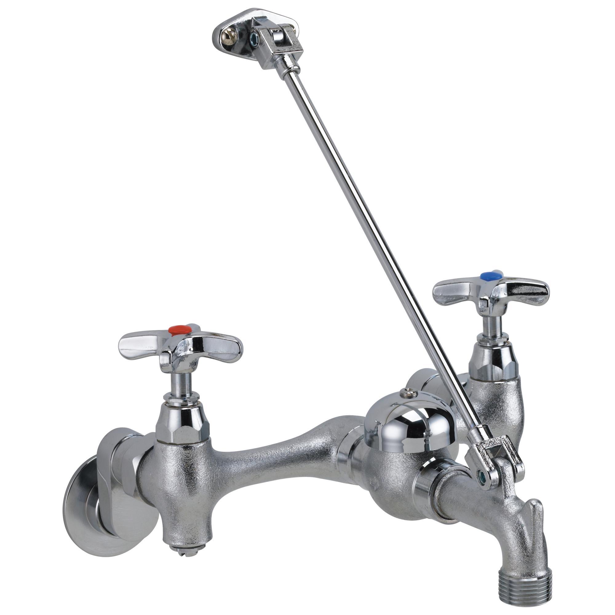 DELTA® 28T9-AC Service Sink Faucet, Wall Mount, 2 Handles, 8 in Center, 4.7 gpm, Polished Chrome