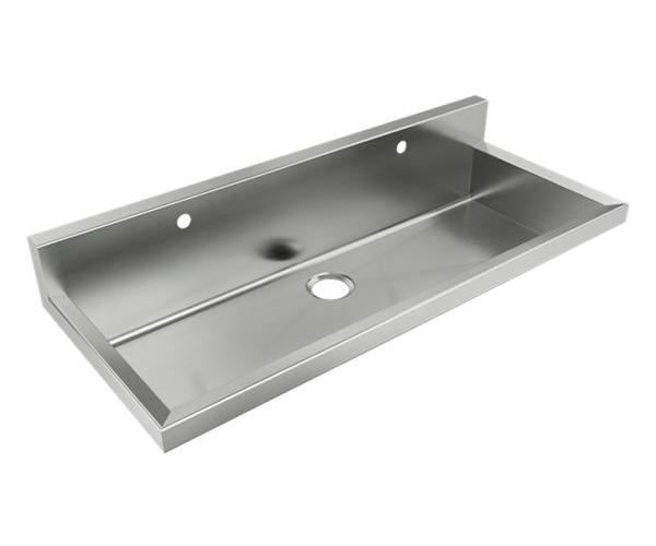 Just Manufacturing JHADA4820-2S1H-J Surgeon Scrub ADA Trough Enviro Kit, 18 in H x 20 in W x 48 in L, Wall Mounting, 304 Stainless Steel, Buffed Satin, Domestic