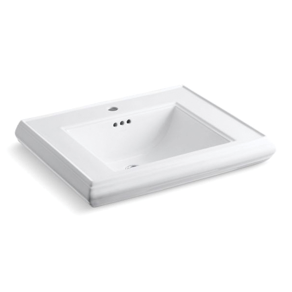 Kohler® 2259-1-0 Memoirs® Bathroom Sink Basin With Overflow Drain, Rectangular Shape, 27 in W x 22 in D x 35 in H, Wall Mount, Fireclay, White