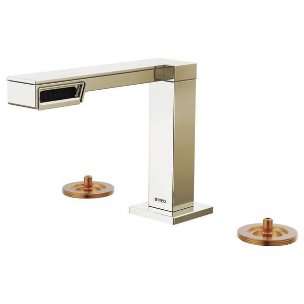 Brizo® 65322LF-PNLHP Frank Lloyd Wright® Widespread Lavatory Faucet, 1.2 gpm Flow Rate, 4-3/16 in H Spout, 6 to 16 in Center, Polished Nickel, 2 Handles, Import