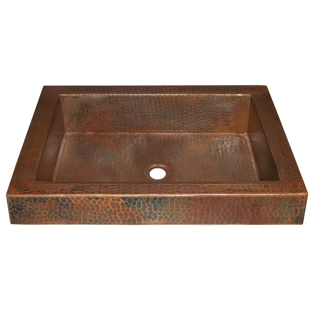 Native Trails CPS246 Tatra Bathroom Sink, Rectangle Shape, 20 in L x 16 in W x 4-1/2 in H, Drop-In Mount, Copper, Antique Copper, Import