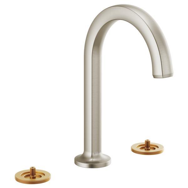Brizo® 65306LF-NKLHP Kintsu™ Widespread Lavatory Faucet, 1.5 gpm at 60 psi Flow Rate, 5-11/16 in H Spout, 6 to 16 in Center, Luxe Nickel, 2 Handles, Import