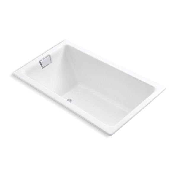 Kohler® 855-0 Tea-for-Two® Bathtub, Soaking, Rectangular Shape, 66 in L x 36 in W, End Drain, Enamel Coated/White