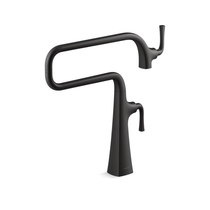 Kohler® 22067-BL Graze™ Pot Filler Faucet, 3.2 gpm Flow Rate, Swing Spout, Matte Black, 1 Handle