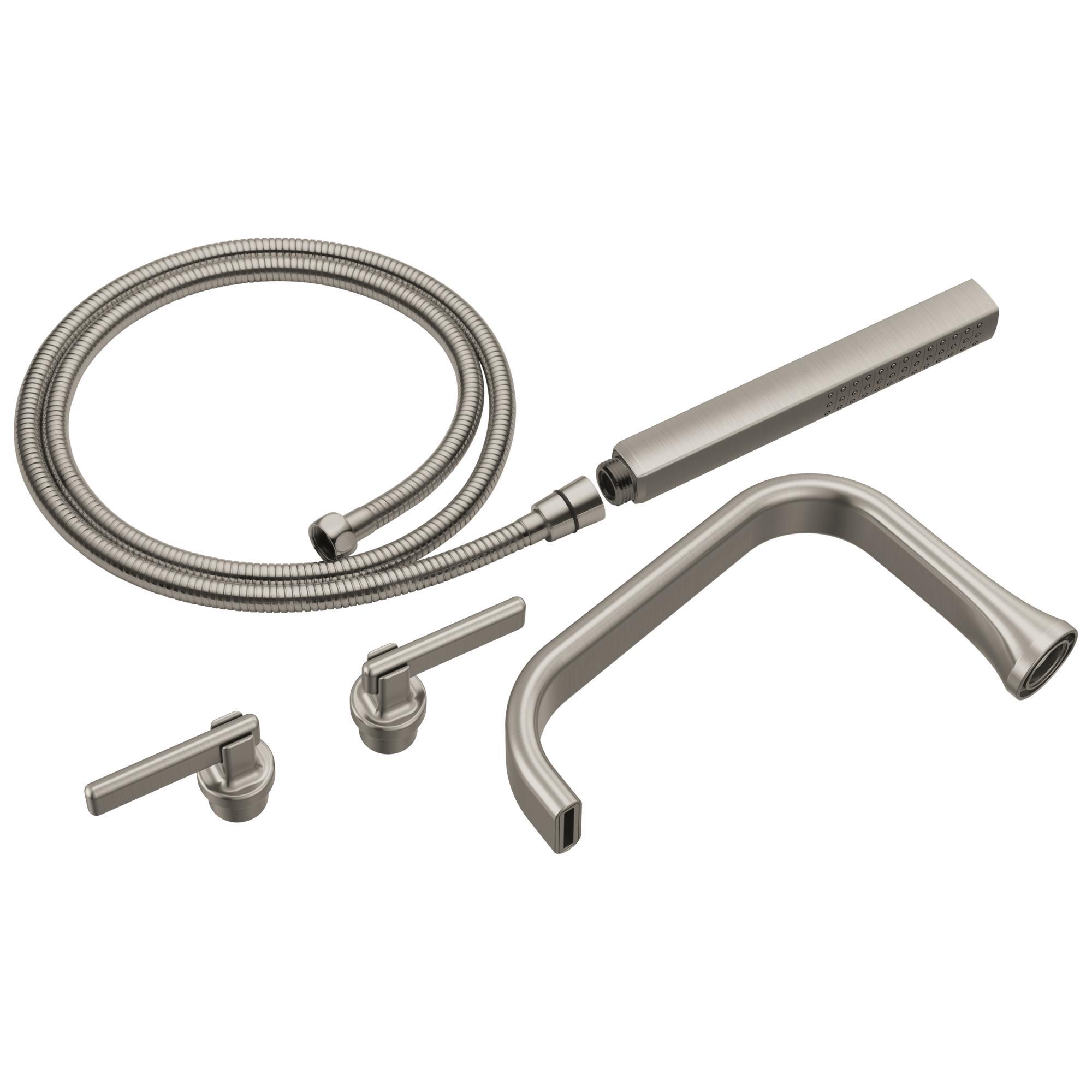 Brizo® T70368-NK Tub Filler Trim, 1.75 gpm Flow Rate, 8 in Center, Luxe Nickel, 3 Handles, Import