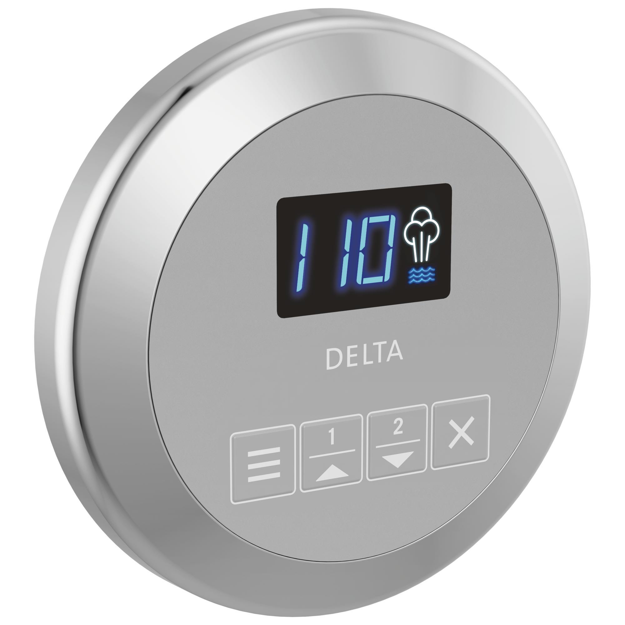 DELTA® EP103307PR Round Steam Shower Control, Digital Display, Lumicoat Chrome, Domestic