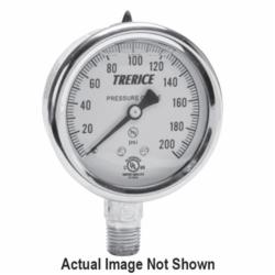 Trerice D82LFB4002LA200 D80 Industrial Pressure Gauge, 0 to 200 psi Pressure, 1/4 in MNPT Connection, 4 in Dia Dial, +/- 1.6 % Accuracy, Glycerin Liquid Filled