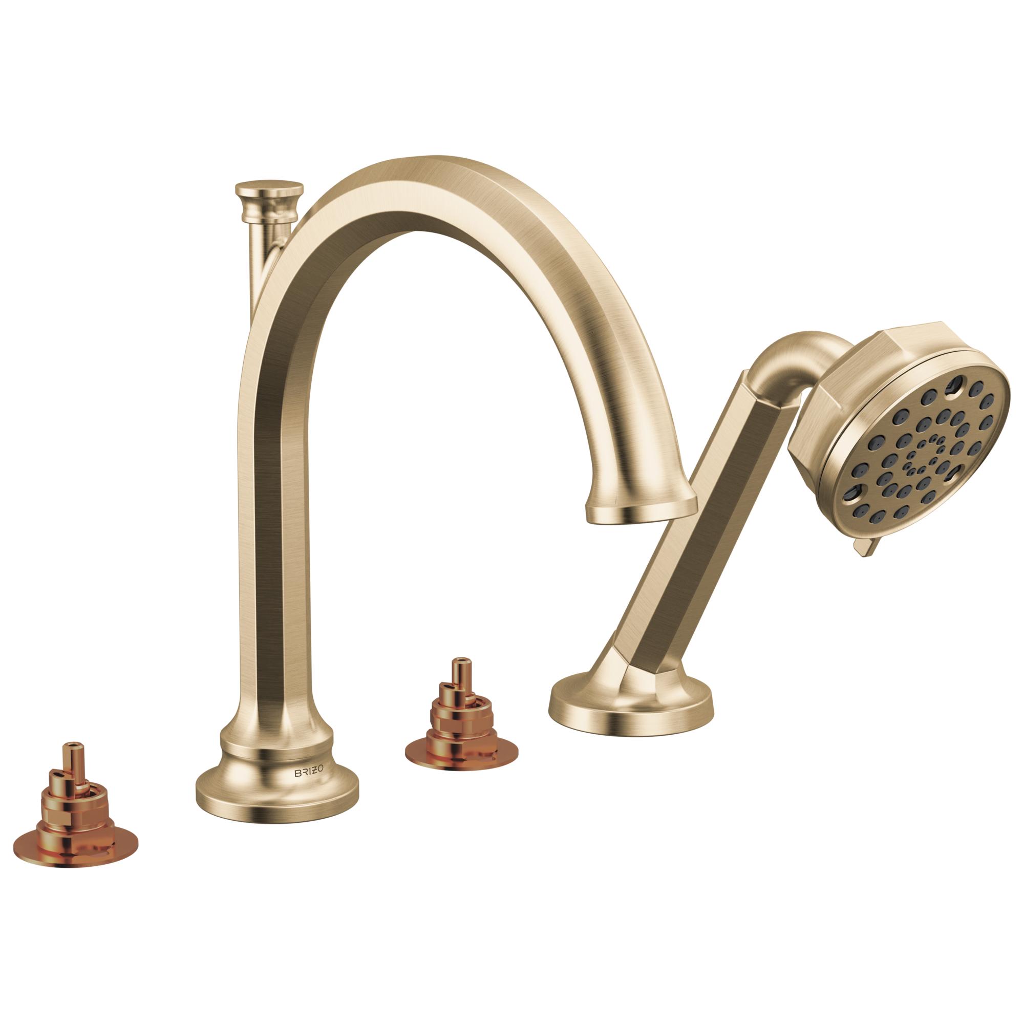 Brizo® T67465-GLLHP T67465 Beauclere™ Trim Roman Tub Faucet, Commercial, 1.75 gpm Flow Rate, Luxe Gold, 2 Handles, Function: Tub Filler