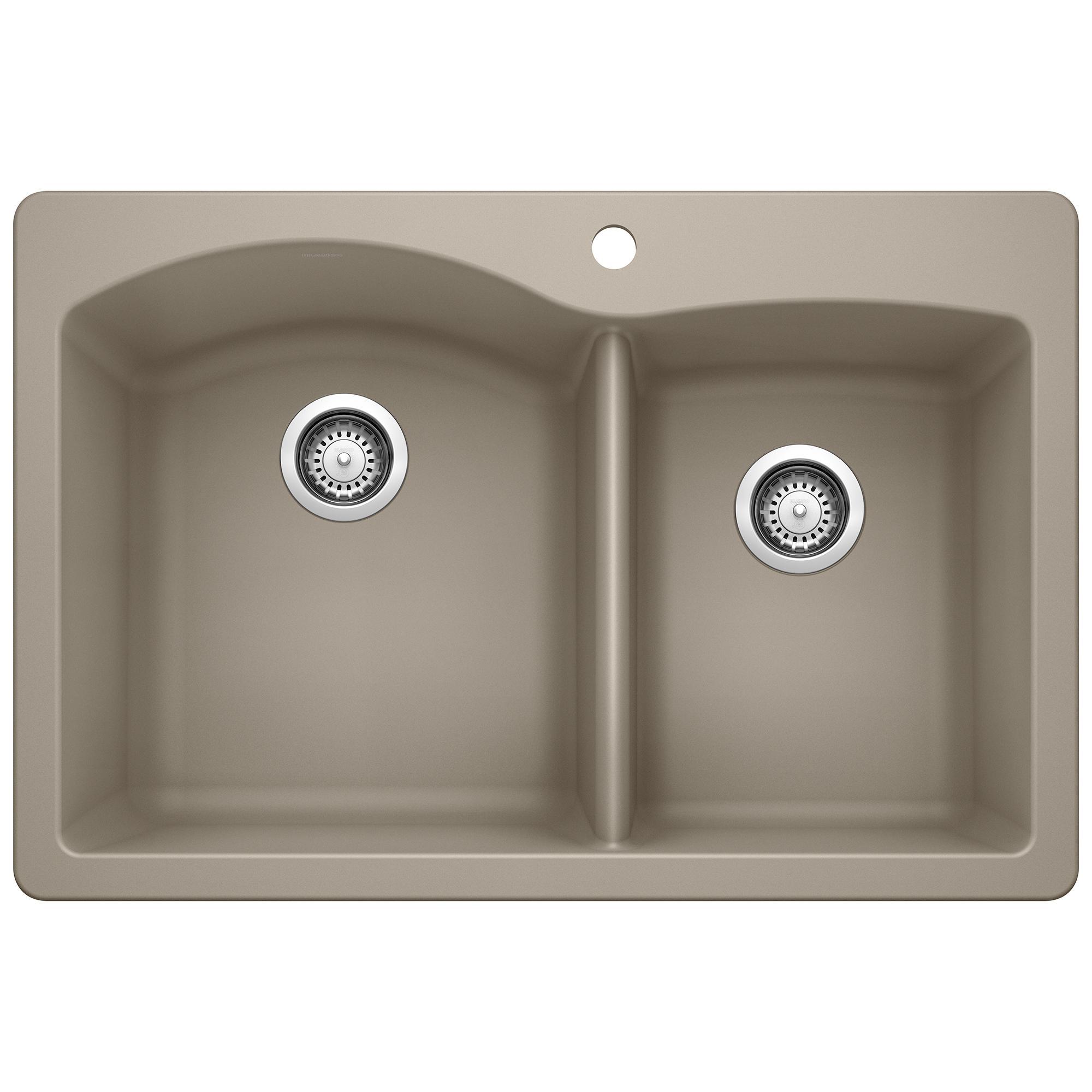 Blanco 441283 DIAMOND™ SILGRANIT® II Kitchen Sink, Rectangle Shape, 1 Faucet Holes, 33 in W x 22 in D, Granite, Truffle, Import
