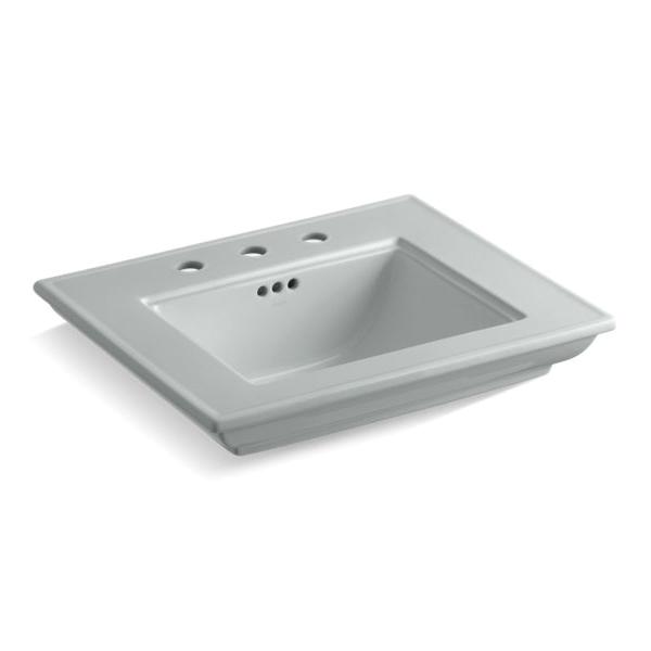 Kohler® 29999-8-95 Memoirs® Stately Bathroom Sink With Overflow Drain and Widespread Faucet Hole, Rectangular Shape, 8 in Faucet Hole Spacing, 24-1/2 in W x 20-1/2 in D x 8-5/8 in H, Fireclay, Ice Gray™