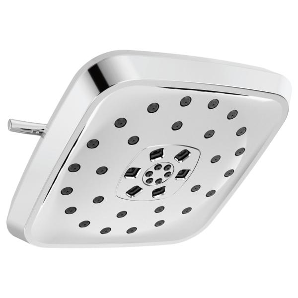 DELTA® 52460-PR Universal Showerhead With H2Okinetic® Technology and Touch-Clean® Technology, 1.75 gpm Max Flow, 4 Sprays, 7-11/16 in L x 7-11/16 in W x 3-1/2 in H Head, Import