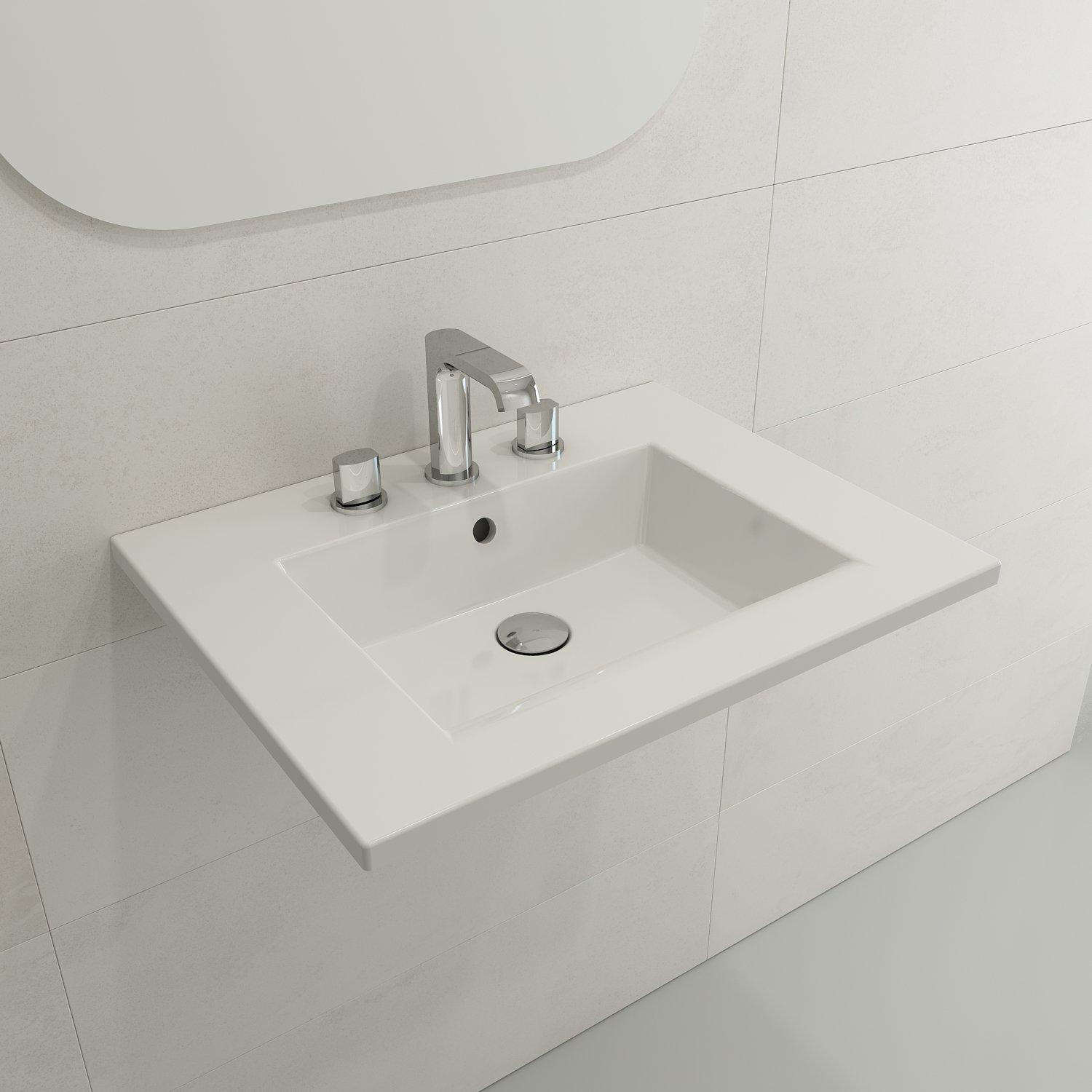 BOCCHI 1161-001-0127 Ravenna Modern Bathroom Sink, 4.25 in H x 19 in W x 24.5 in L, Fireclay, White, Import