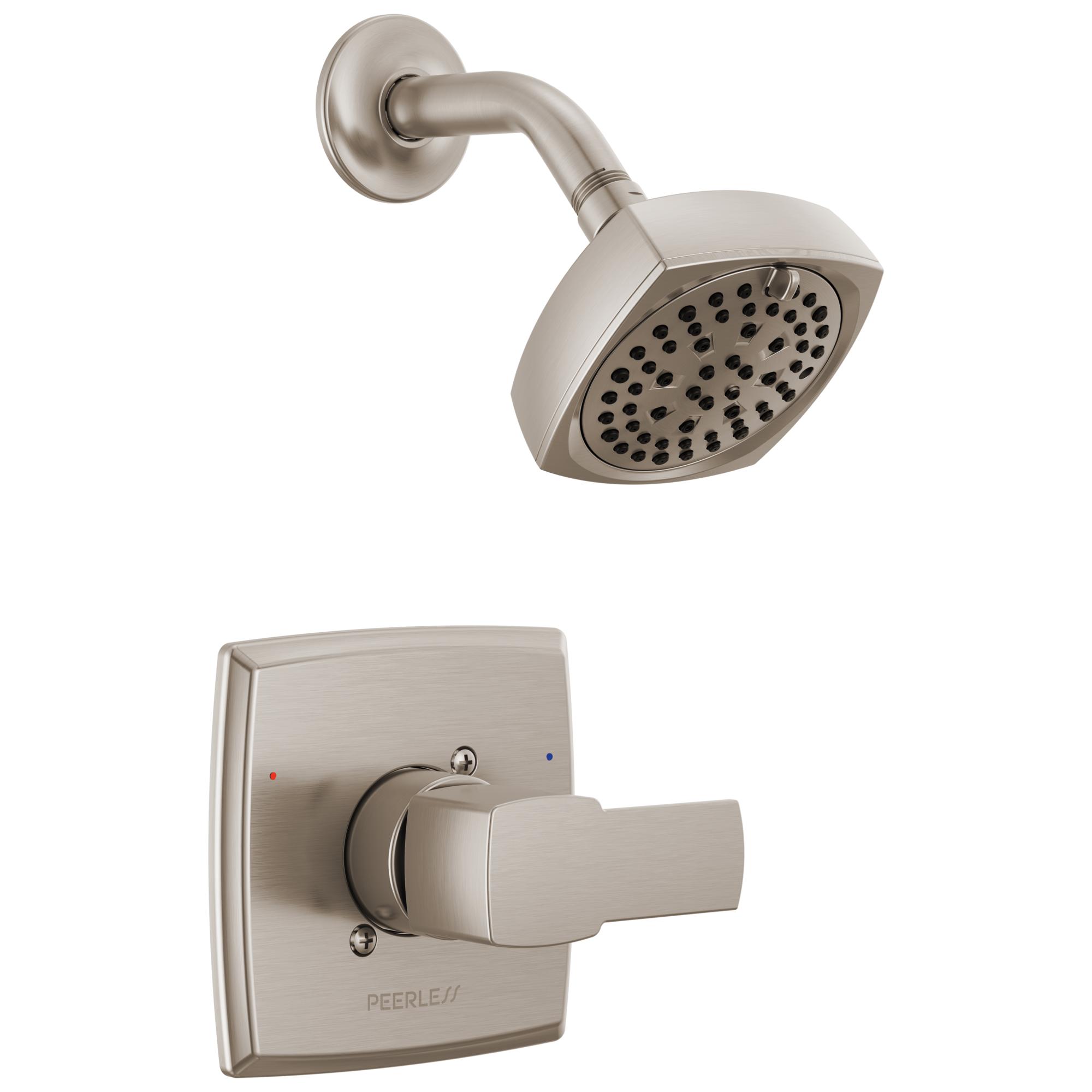 Peerless® PTT14271-BN Ezra™ 1-Handle Shower, 8.13 in L 6.5 in W 12.63 in H, ABS/Plastic, Brushed Nickel