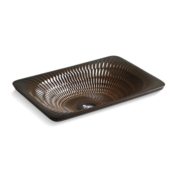 Kohler® 17916-RL-RB2 Derring® Vessel Bathroom Sink, Rectangular Shape, 21-1/8 in W x 14-9/16 in D x 6-1/8 in H, Above-Counter Mount, Vitreous China, Bourbon Rutile