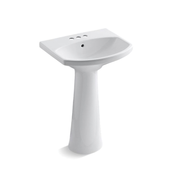 Kohler® 2362-4-0 Cimarron® Bathroom Sink Basin With Overflow Drain, Arched Shape, 2 in Faucet Hole Spacing, 22-3/4 in W x 18-7/8 in D x 34-1/2 in H, Wall Mount, Vitreous China, White