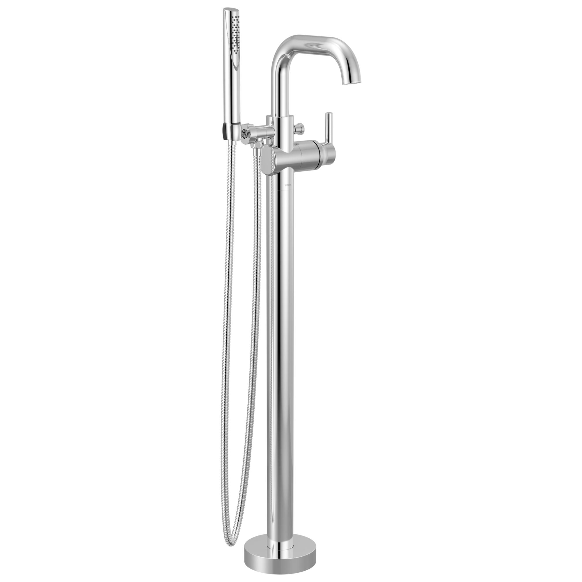 DELTA® T4754-FL T4754 Trinsic® Floor Mount Tub Filler, 1.75 gpm Flow Rate, Chrome, 1 Handles