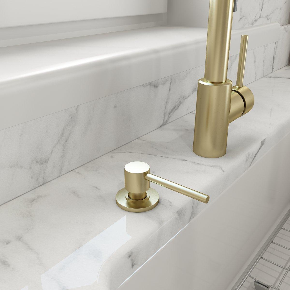 BOCCHI 2340 0007 BG Baveno Modern/Contemporary Soap Dispenser, 10 oz Capacity, 2.6 in OAL, Brass, Import