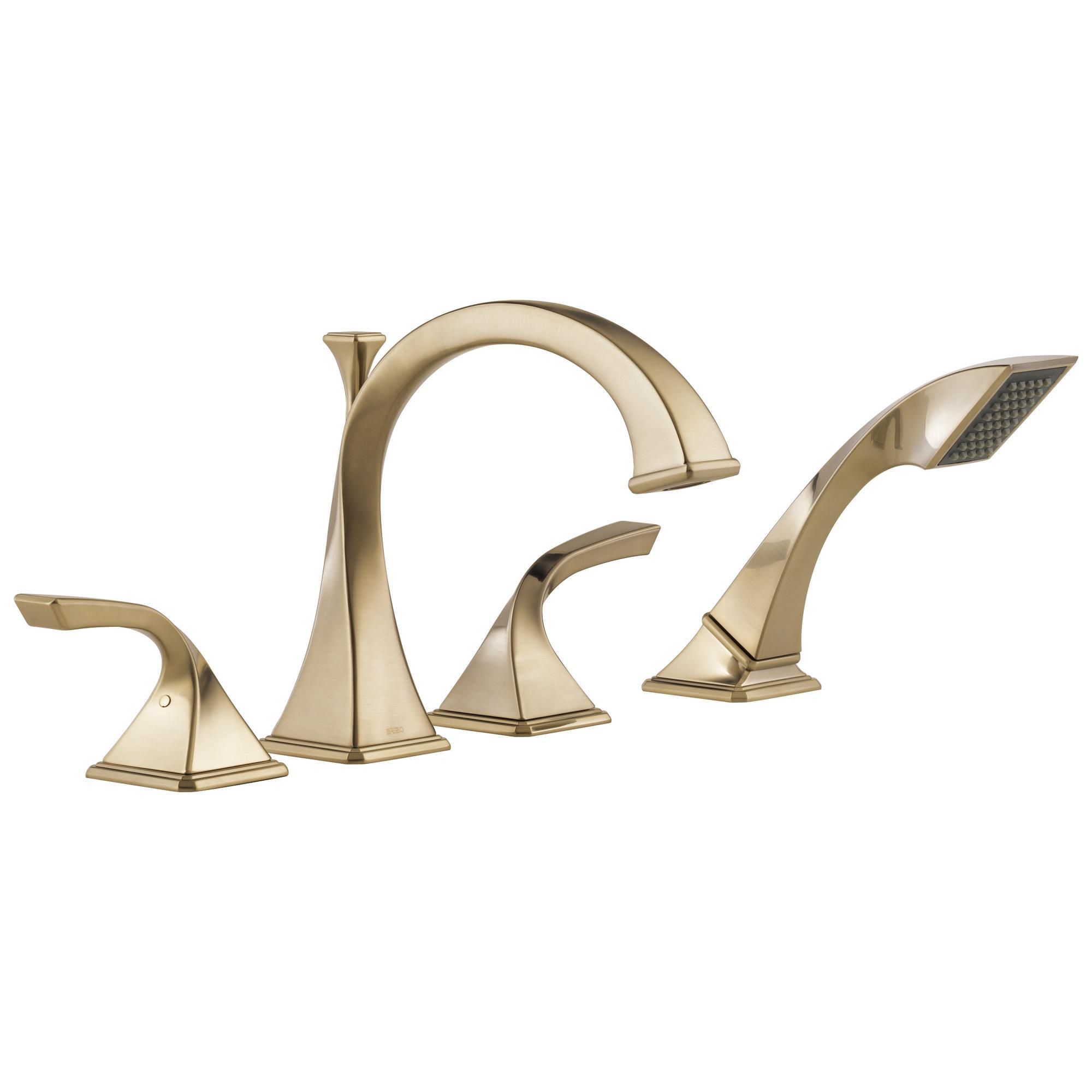 Brizo® T67430-GL Roman Tub Faucet With Diverter, Virage®, 10 to 16 in Center, Luxe Gold, 2 Handles, Function: Traditional, Import