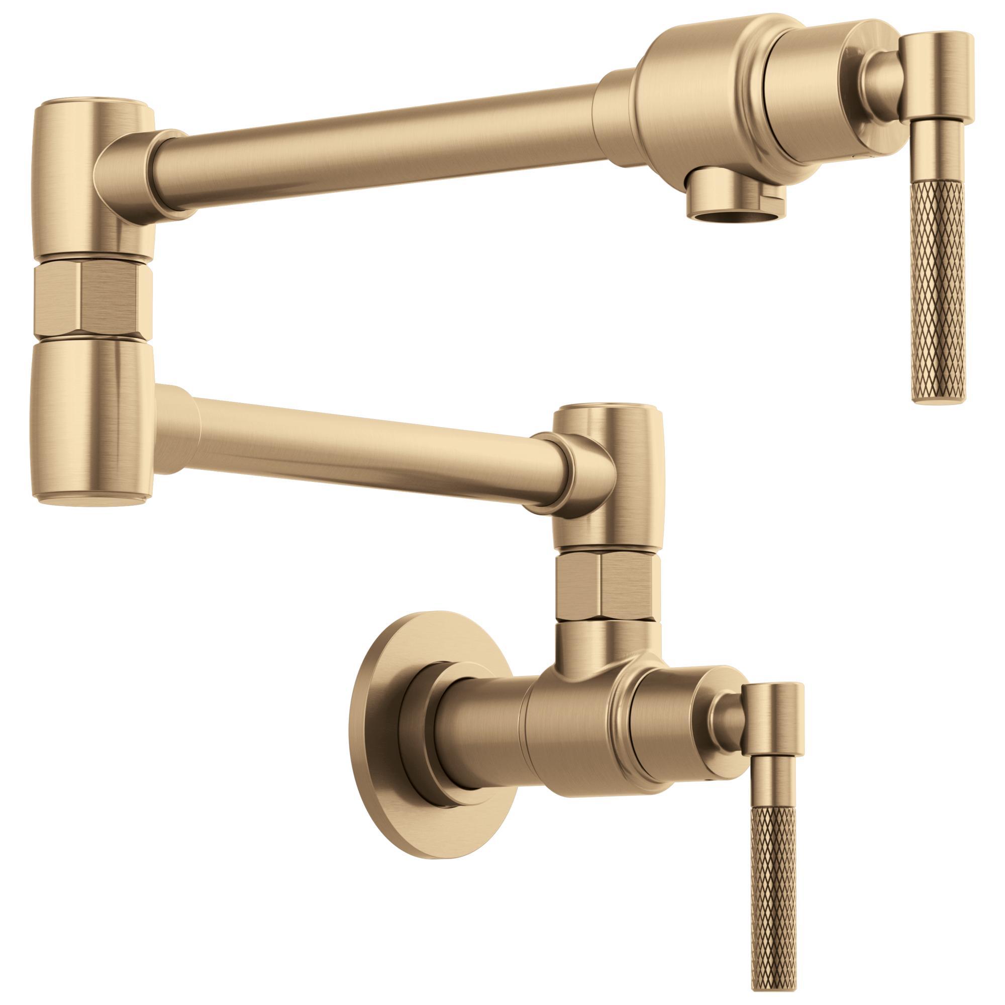Brizo® 62843LF-GL Litze® Pot Filler, Commercial/Residential, 4 gpm Flow Rate, Swing Spout, Luxe Gold, 2 Handles, Import