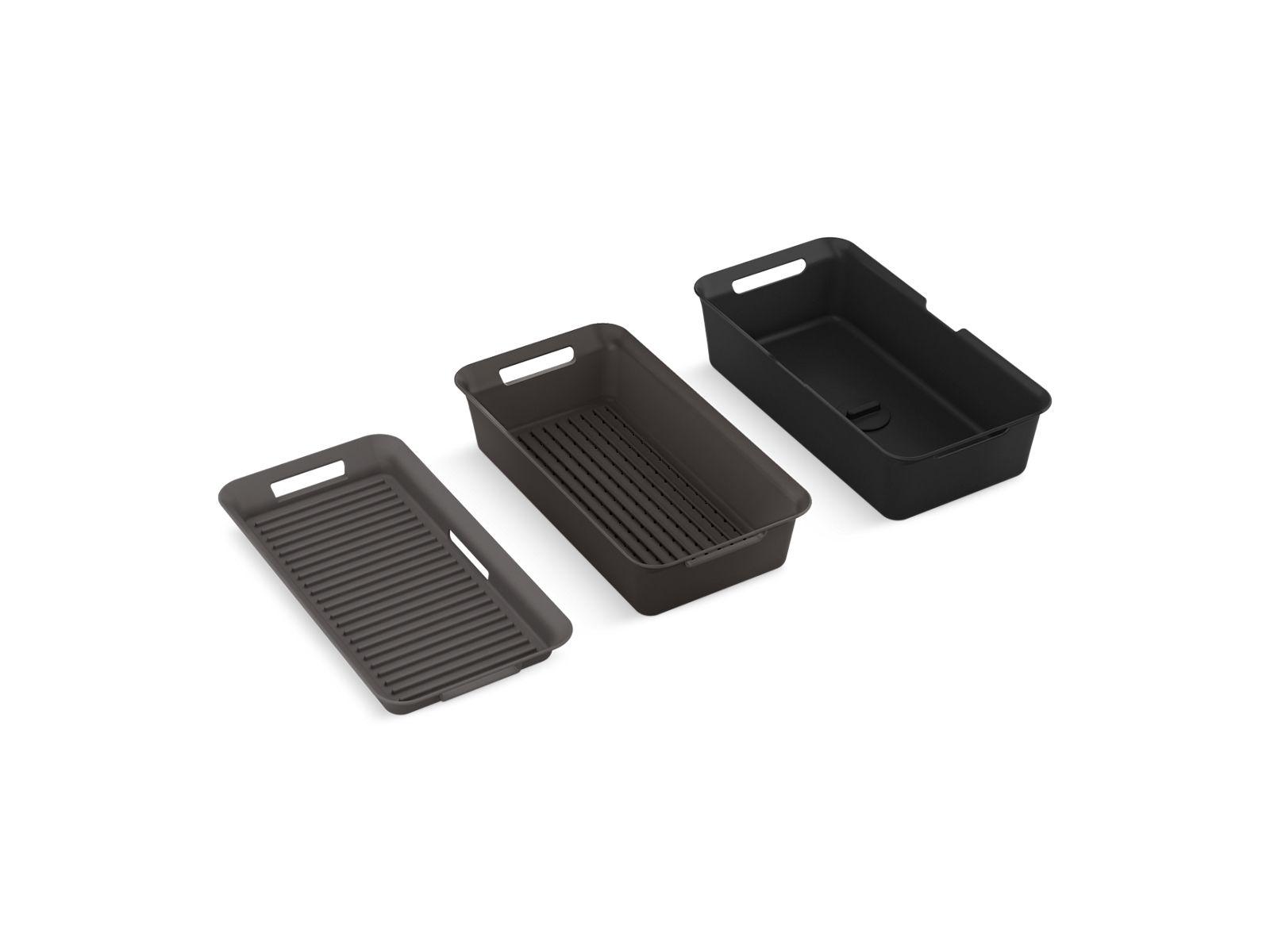 Kohler® 35000-DRK K-35000 Sink Accessory Set, For Use With Riverby kitchen sinks, Three Piece, Polypropylene