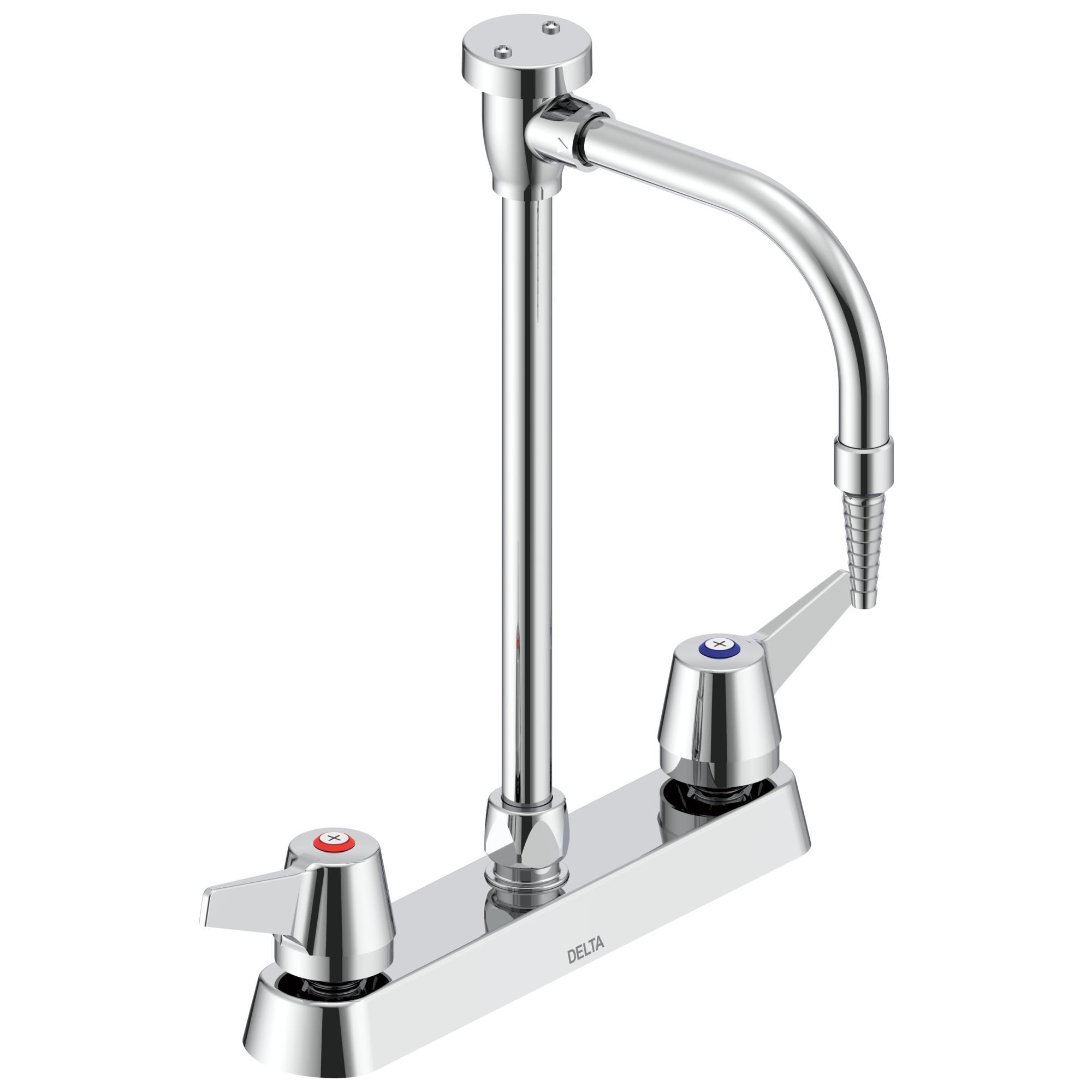 DELTA® W6740-10-C Mixing Faucet, 4 gpm Flow Rate, 8 in Center, Polished Chrome, 2 Handles, Import, Commercial
