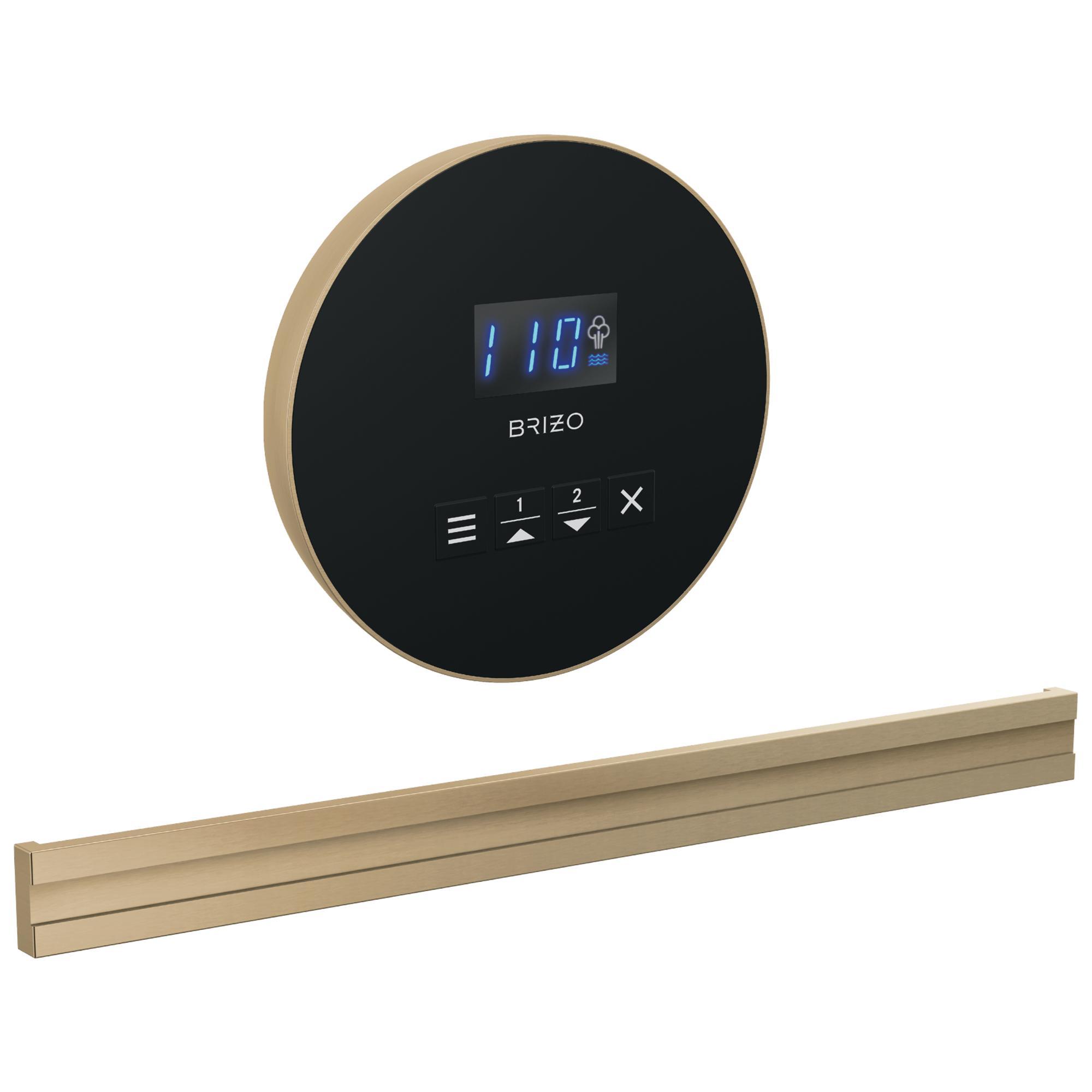 Brizo® 8CB-250R-GL-L Bilateral Steam Shower Control, Digital Display, Lumicoat Luxe Gold, Domestic