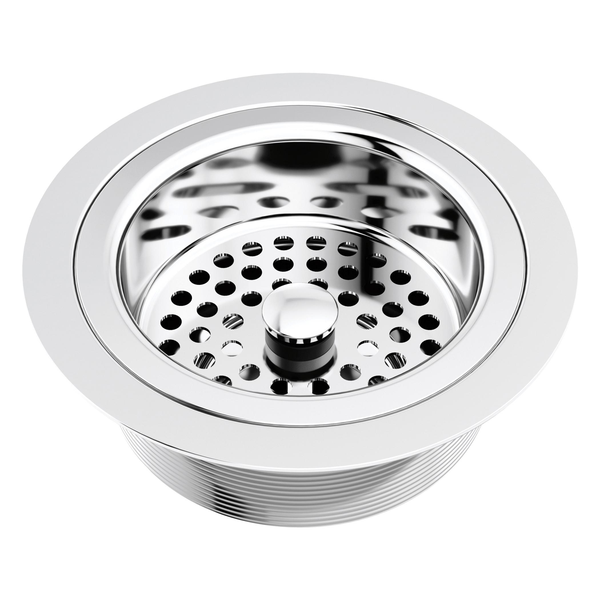 Brizo® 69052-PC Kitchen Sink Flange with Strainer, 4-1/2 in Nominal, 4-1/2 in OAL, Tailpiece Connection, Solid Brass, Polished Chrome, Import
