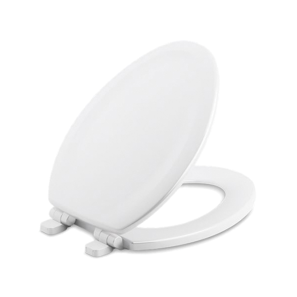 Kohler® 20466-0 Stonewood® Toilet Seat, Elongated Bowl, Closed Front, Wood, White, Slow Close Hinge