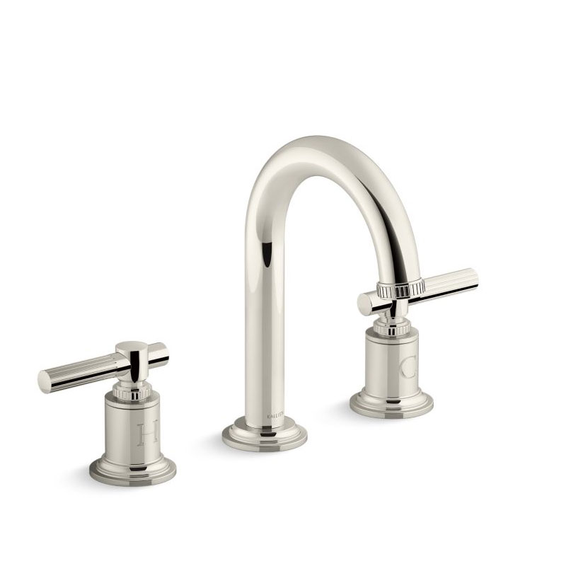Kallista P21211-LV-SN Central Park West® Sink faucet, arch spout, lever handles, Polished Nickel