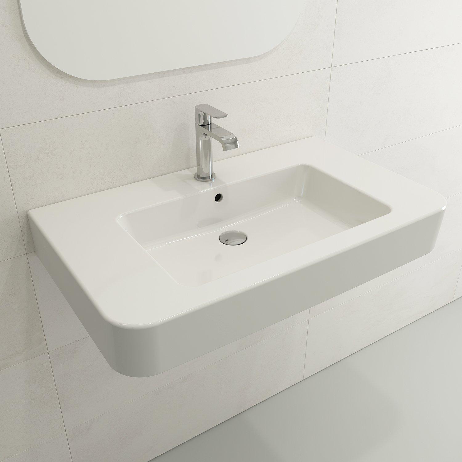 BOCCHI 1124-001-0126 Parma Modern Bathroom Sink, 4.75 in H x 19.75 in W x 33.5 in L, Fireclay, White, Import