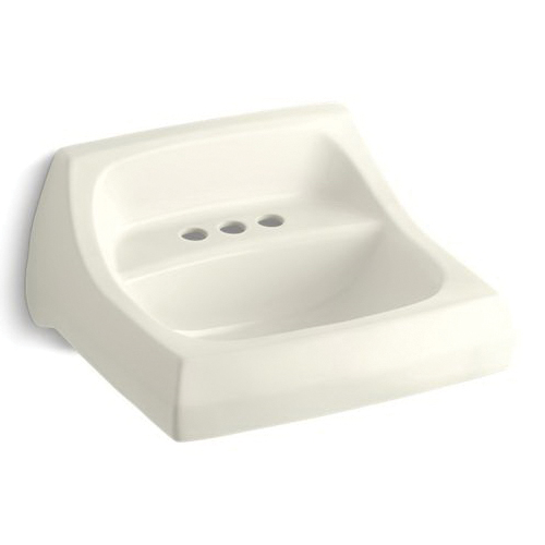 Kohler® 2005-96 Kingston™ Bathroom Sink With Overflow, Squared Shape, 4 in Faucet Hole Spacing, 21-1/4 in W x 18-1/8 in D x 7-1/4 in H, Vitreous China, Biscuit