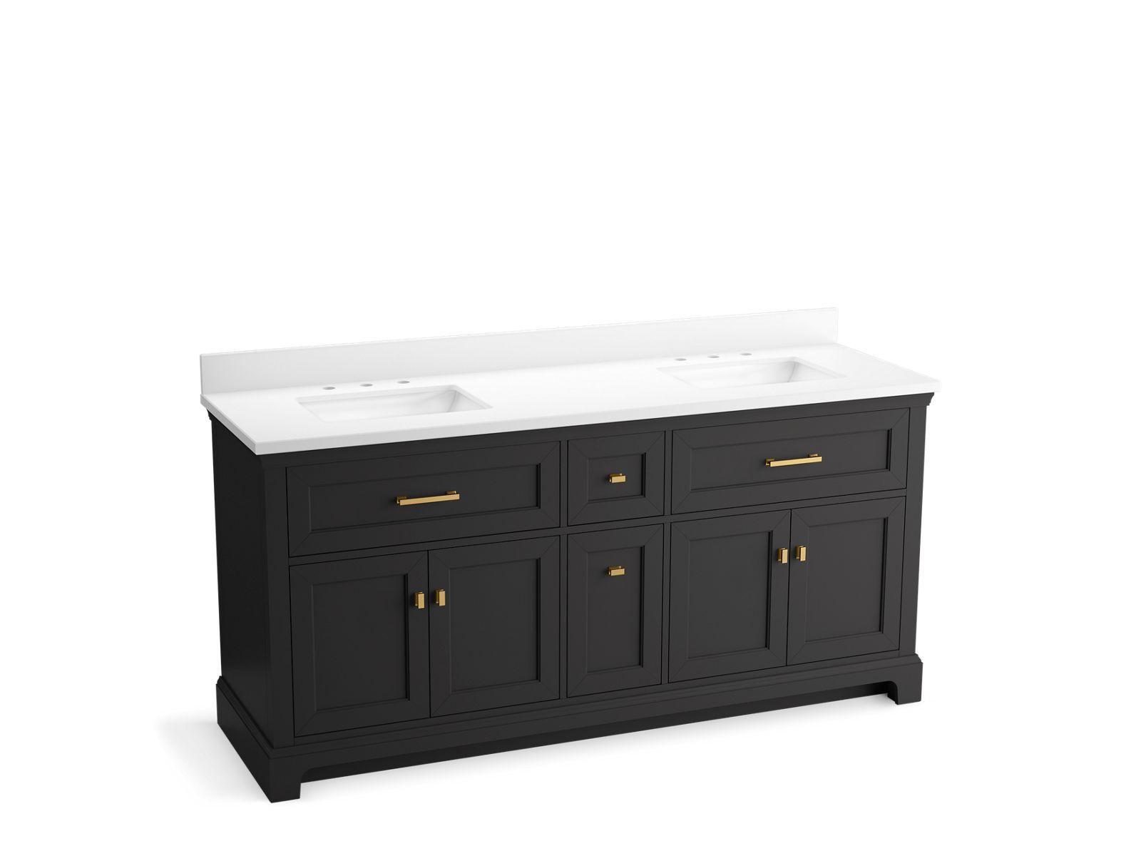 Kohler® 29264-BD1-DWG Charlemont™ Vanity Cabinet with Sink and Top, 39-11/16 in OAH x 73 in OAW x 22-7/16 in OAD