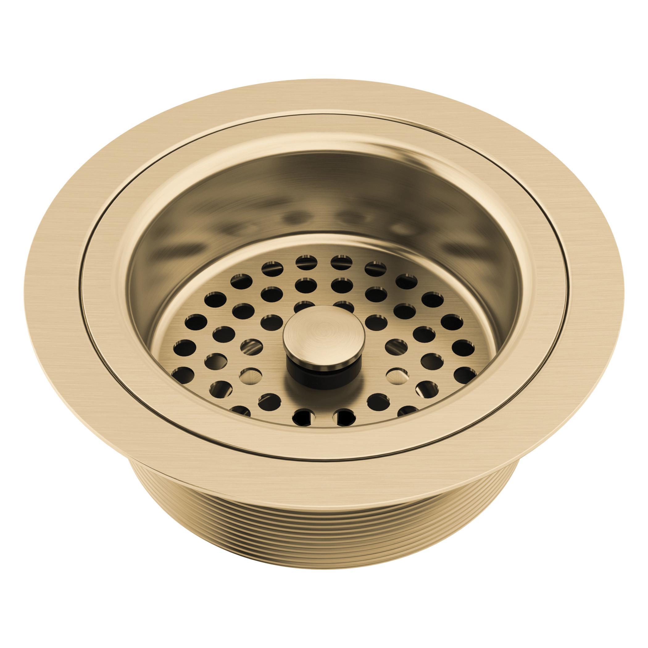 Brizo® 69052-GL Kitchen Sink Flange with Strainer, 4-1/2 in Nominal, 4-1/2 in OAL, Tailpiece Connection, Solid Brass, Luxe Gold, Import