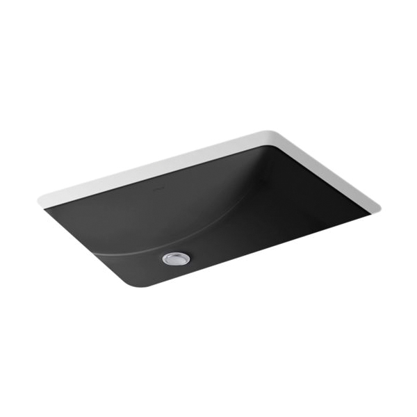 Kohler® 2215-7 Ladena® Bathroom Sink With Overflow Drain, Rectangular Shape, 23-1/4 in W x 16-1/4 in D x 8-1/8 in H, Vitreous China, Black