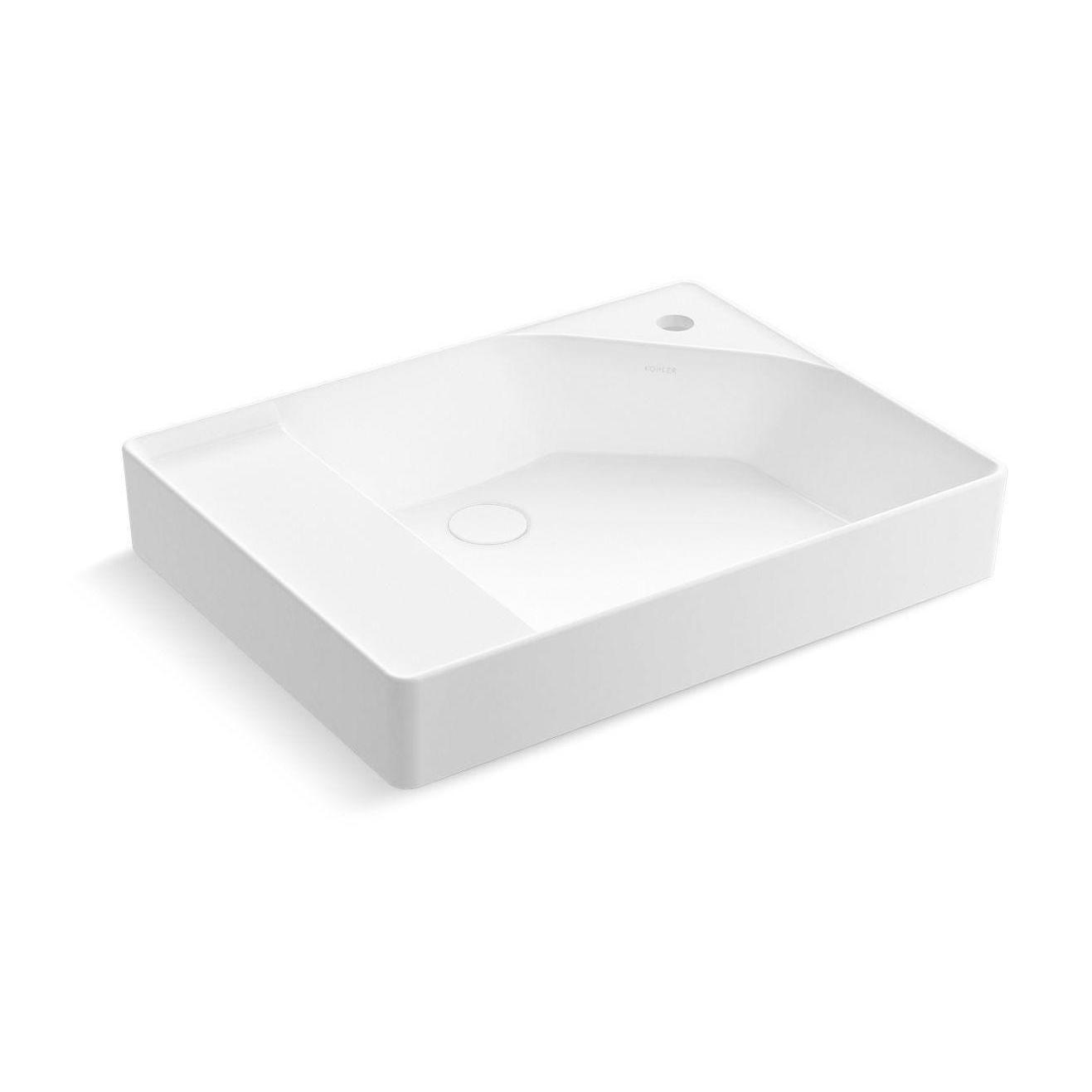 Kohler® 31554-0 31554 Spacity® Sink, Square Shape, 7.125 in H x 24 in W x 18 in D, Above-Counter Mount, Fireclay, White