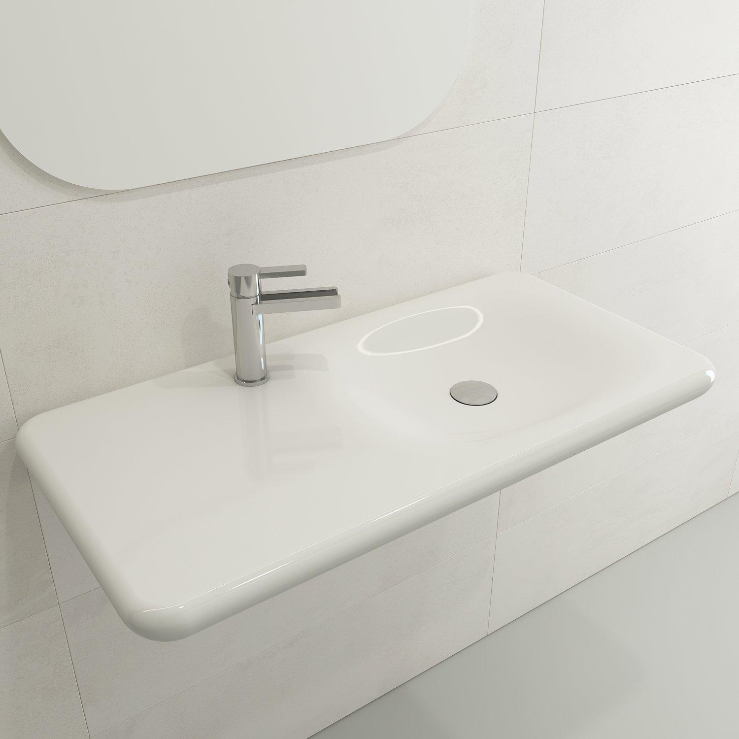 BOCCHI 1490-001-0126 Fenice Modern Bathroom Sink, Rectangle Shape, 5.6 in H x 18 in W x 35.5 in L, Fireclay, White, Import