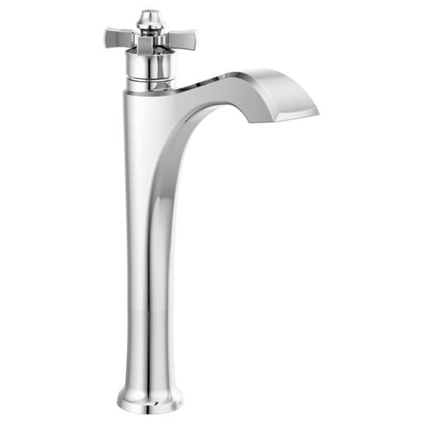 DELTA® 757-DST Dorval™ Vessel Bathroom Faucet, Commercial/Residential, 5-1/2 in Spout, 9-5/16 in H Spout, Polished Chrome, 1 Handles, Import
