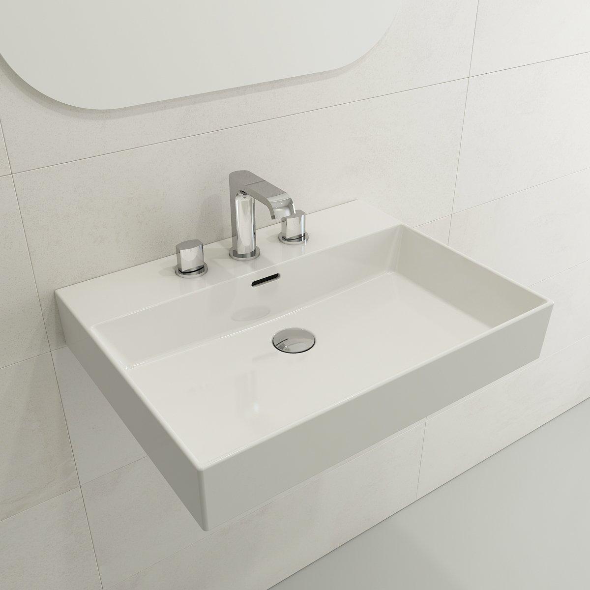 BOCCHI 1376-001-0127 Milano Modern Bathroom Sink, Rectangle Shape, 5.12 in H x 18.31 in W x 23.82 in L, Fireclay, White, Import