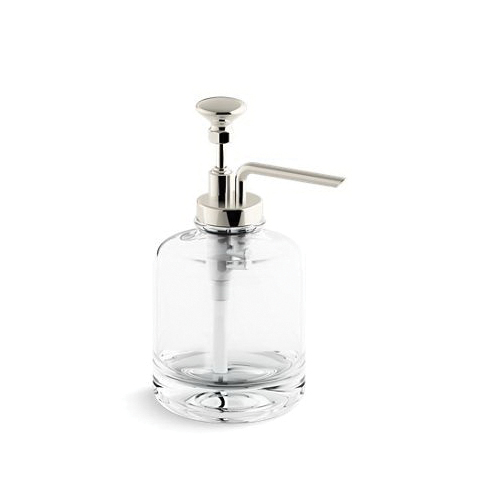 Kohler® 98630-SN Artifacts® Soap Dispenser Assembly, Vibrant® Polished Nickel, 2-3/4 in OAL, Floor Mount, Premium Metal/Glass