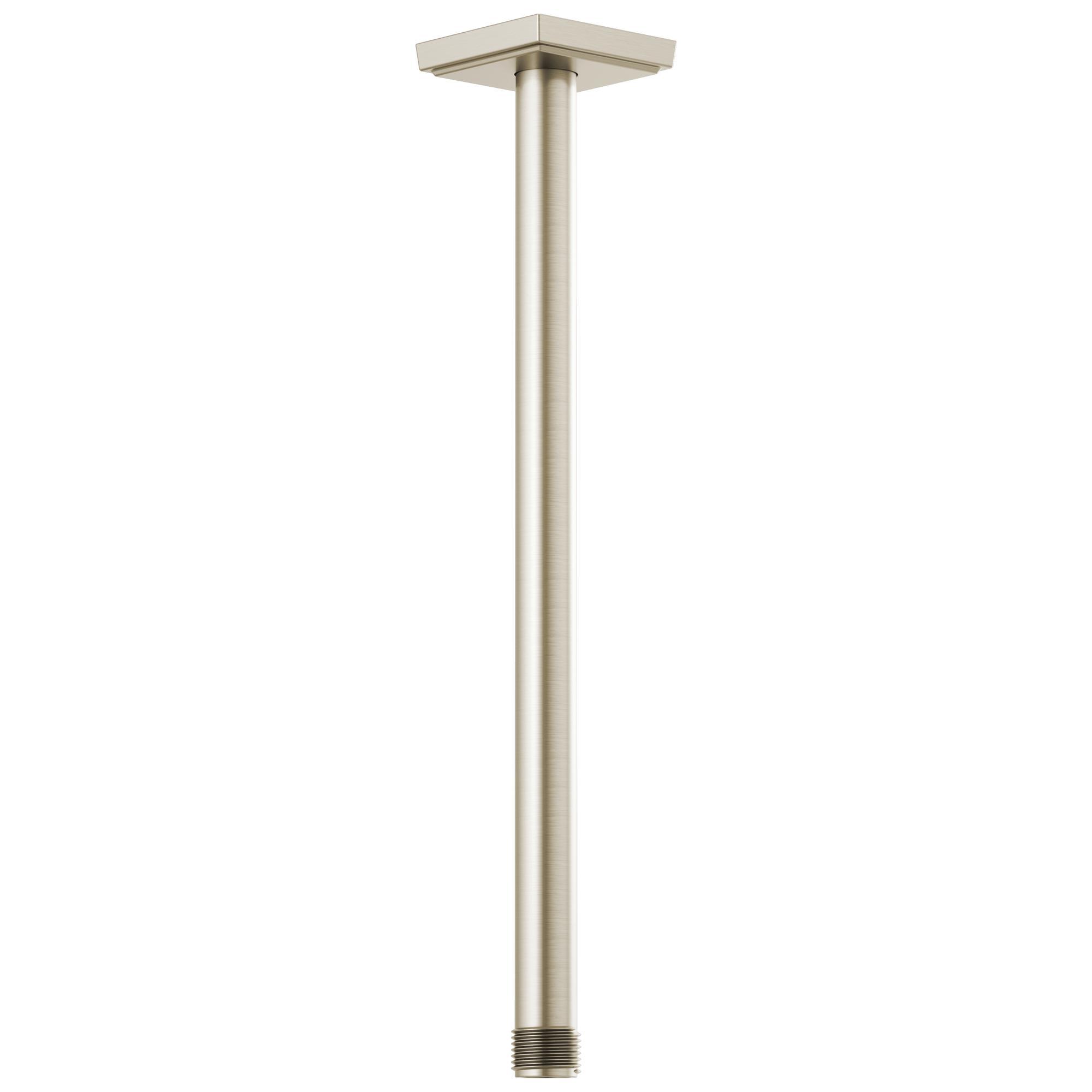 Brizo® RP101286BN Essential™ Shower Series Universal Shower Arm and Flange, 14 in L, Ceiling Mount, 1/2 in NPT, Square Flange, Import